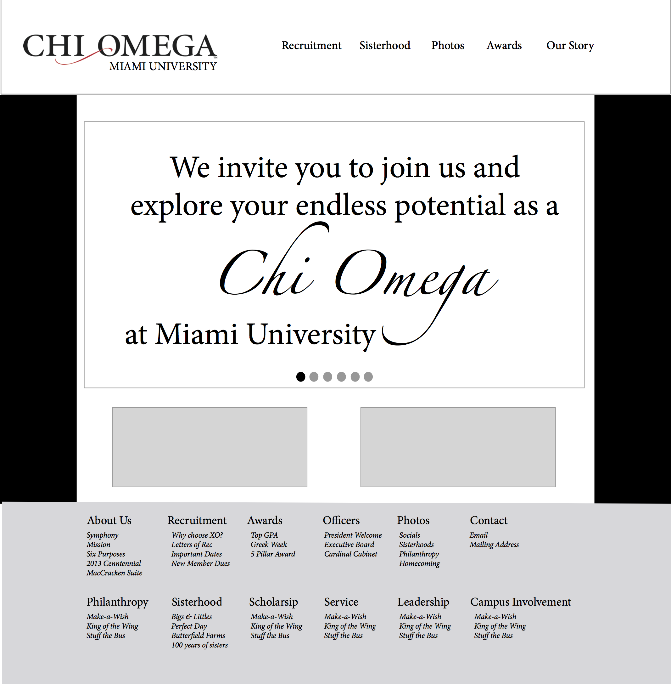 Chi Omega Wireframe